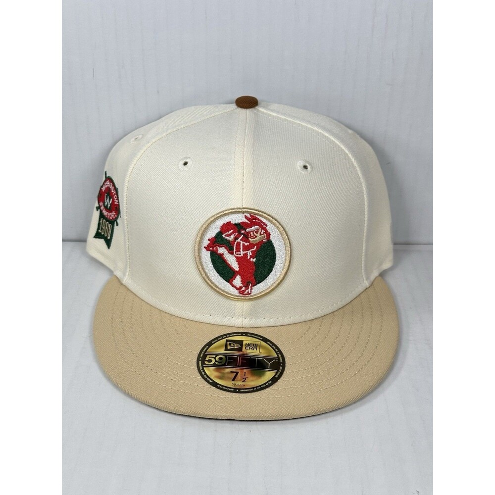 New Era Washington Senators 59FIFTY Fitted Hat Cap 1960 Patch White Beige 7 1/2